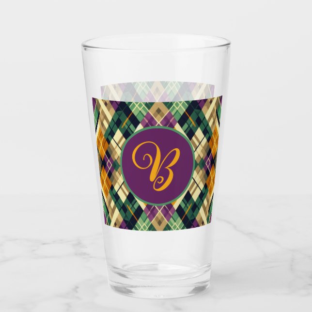 Raute Mardi Gras lila grün Glas (Vorderseite)