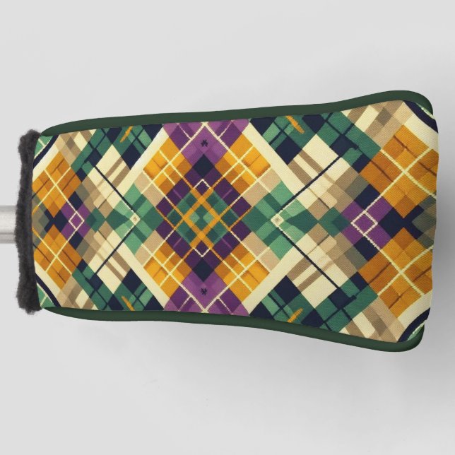 Raute Mardi Gras lila grün Golf Headcover (Vorderseite)