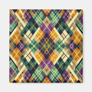 Raute Mardi Gras lila grün Magnet