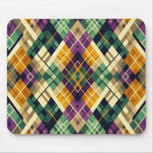 Raute Mardi Gras lila grün Mousepad