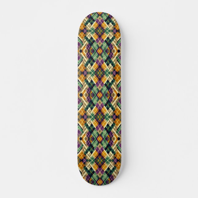 Raute Mardi Gras lila grün Skateboard (Vorne)