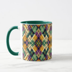 Raute Mardi Gras lila grün Tasse