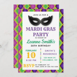 Raute Mardi Gras Party Einladung
