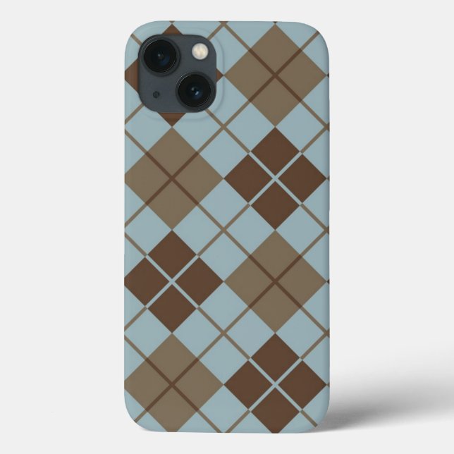 Raute Muster in Blau und Taupe Case-Mate iPhone Hülle (Rückseite)