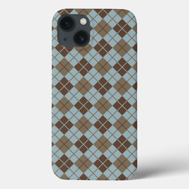 Raute Muster in Blau und Taupe Case-Mate iPhone Hülle (Rückseite)