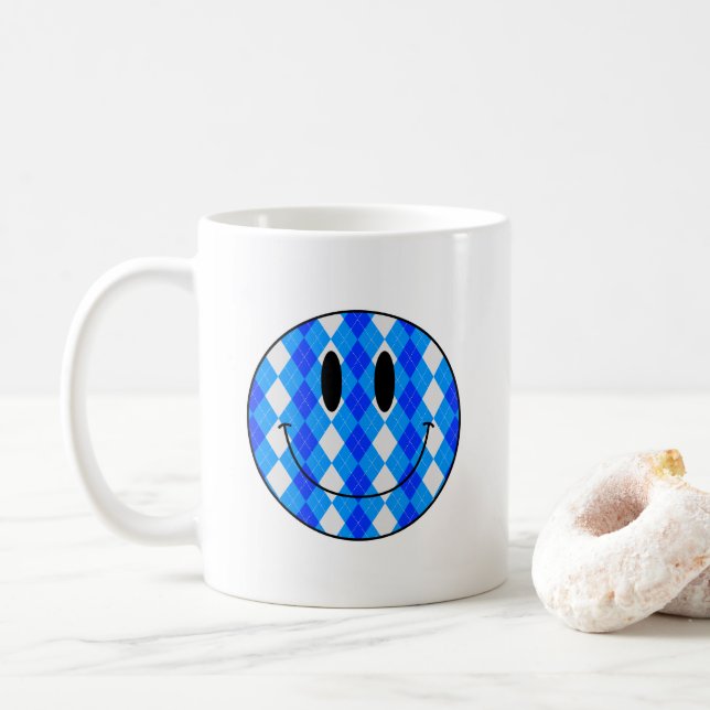Raute Muster Lächeln Smilie Kaffee Tasse (Mit Donut)
