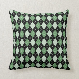 Raute Muster Pillow in Grüntöne und Schwarz Kissen
