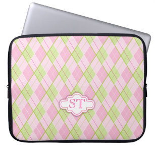 Raute Muster rosa monogramm Notebookgehäuse Laptopschutzhülle