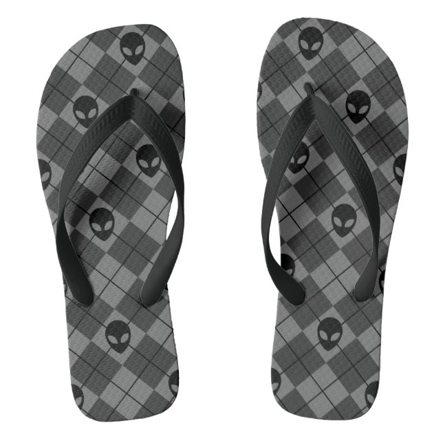 Raute Muster Schwarz-Grau-Alien Flip Flops (Fußbett)