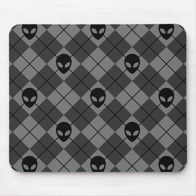 Raute Muster Schwarz-Grau-Alien Mousepad (Vorne)