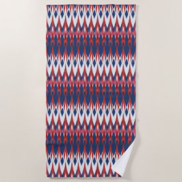 Raute Muster White Blue Red Ikat Technik Strandtuch