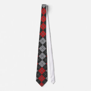 Raute Necktie in Schwarz, Rot und Grau Krawatte