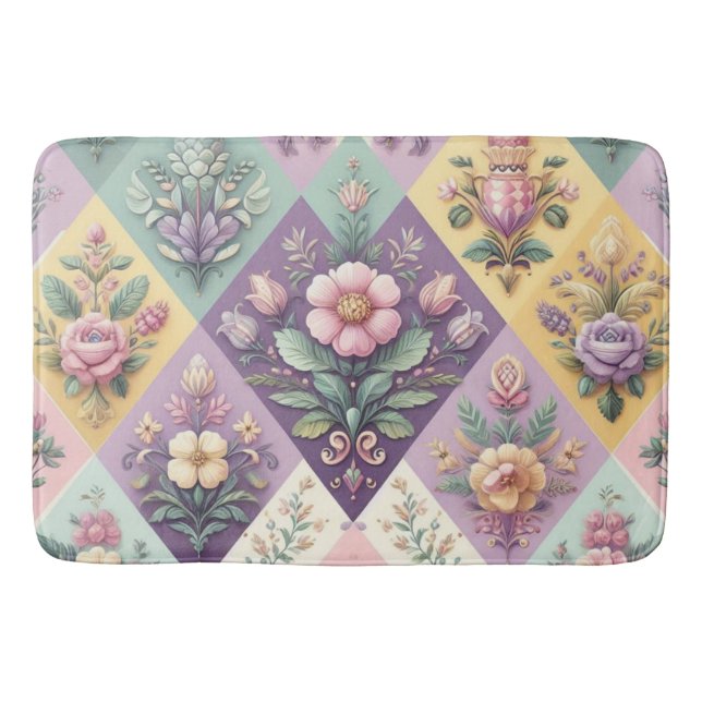 Raute pastellfarben Osterfeier/Frühling Badematte (Vorderseite)