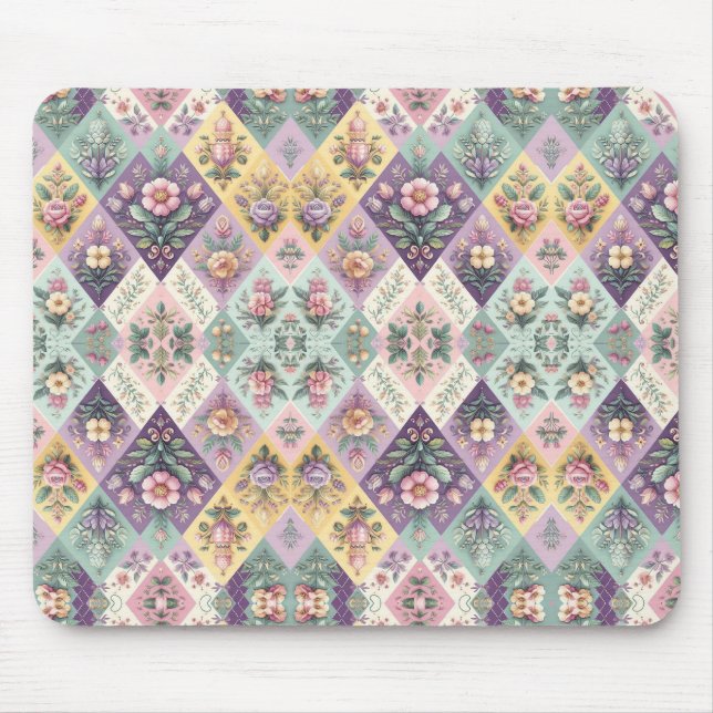 Raute pastellfarben Osterfeier/Frühling Mousepad (Vorne)