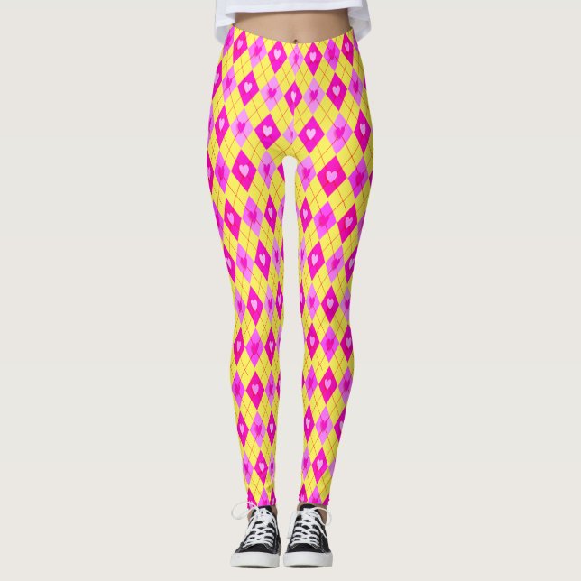 Raute Pink Diamonds Herz Leggings (Vorderseite)