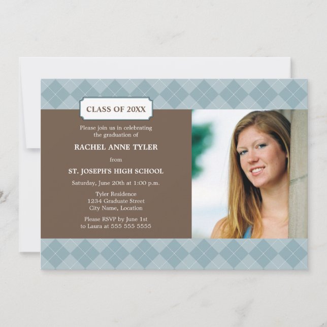 Raute Preppy Foto Abschluss Ankündigung (Vorderseite)