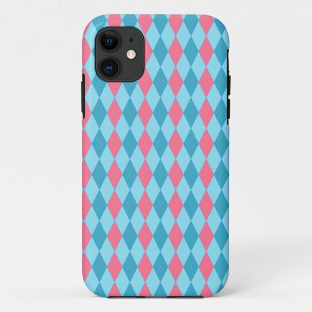 Raute Rosa Blau Case-Mate iPhone Hülle (Rückseite)