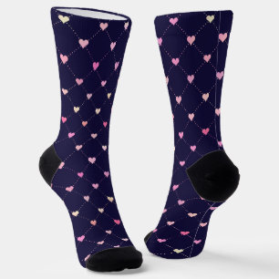 Raute Rosa Muster auf Navy Blue Socken
