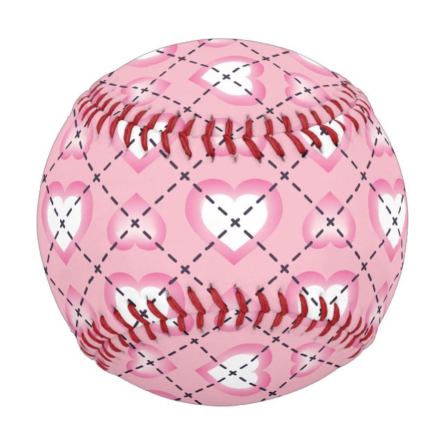 Raute Rosa und Weiße Herzen Baseball (Rückseite)