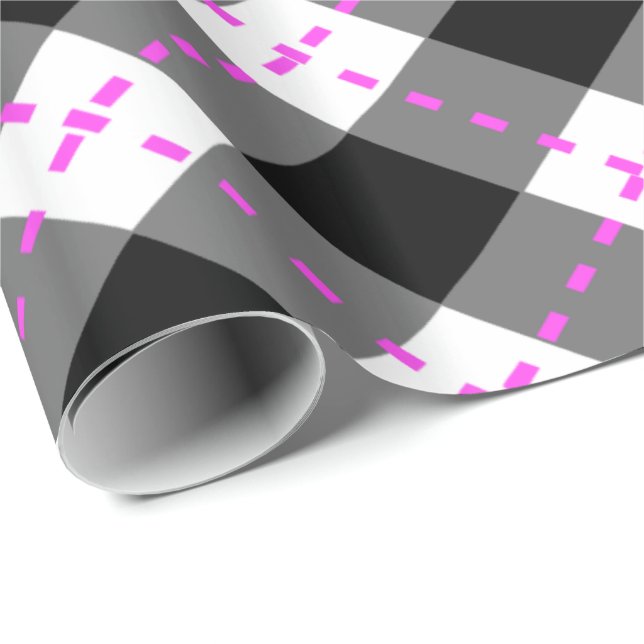 Raute Schwarz/Rosa Geschenkpapier (Rolleneckpunkt)