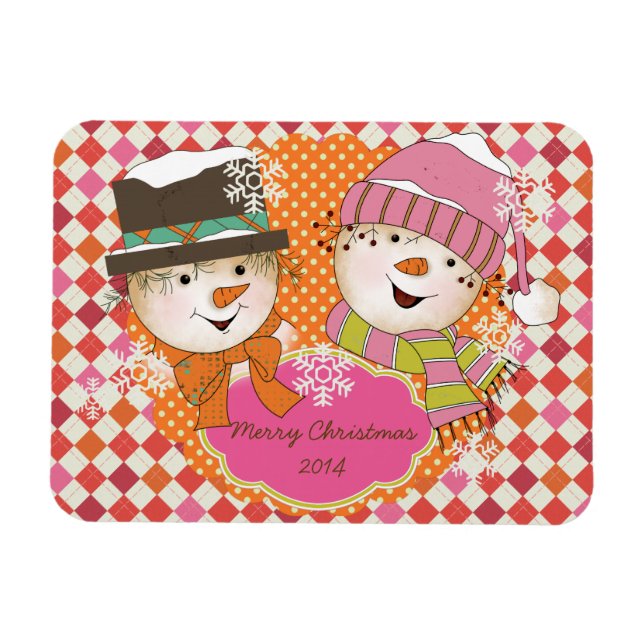 Raute Snowmen Holiday Personalisiert Flexi Magnet (Horizontal)