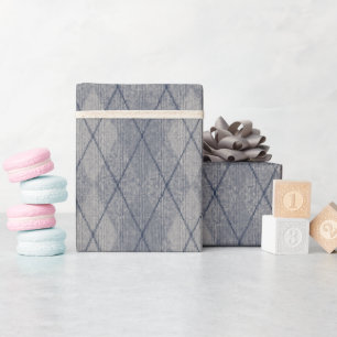 Raute Stoffe aussehen Imitats Textur Grau Blau Geschenkpapier