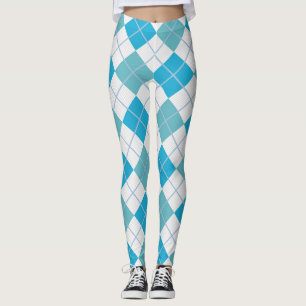 Rauten-Harlekin-Trendy blauer weißer Diamant Leggings