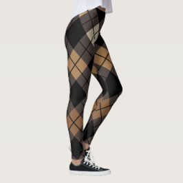 Rauten-Harlekin-Trendy schwarzer beige Diamant Leggings