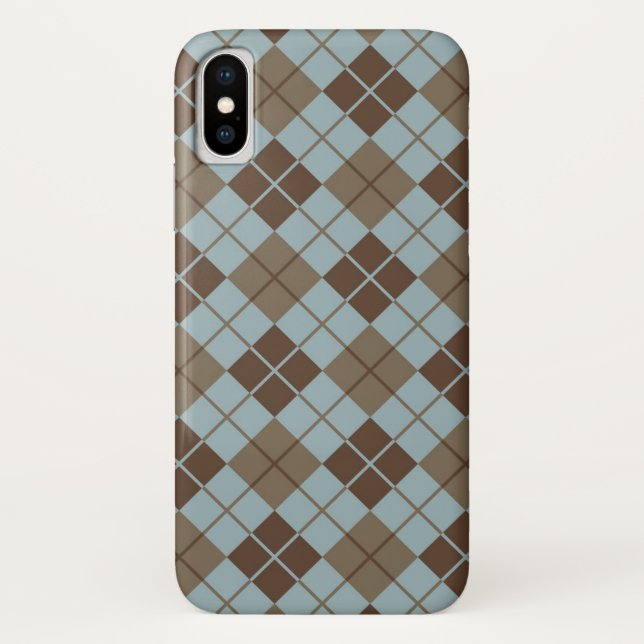 Rauten-Muster im Blau und im Taupe Case-Mate iPhone Hülle (Rückseite)