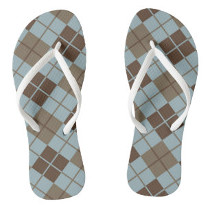 Rauten-Muster im Blau und im Taupe Flip Flops