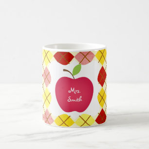 Rauten-roten Apple-Lehrers Kaffeetasse
