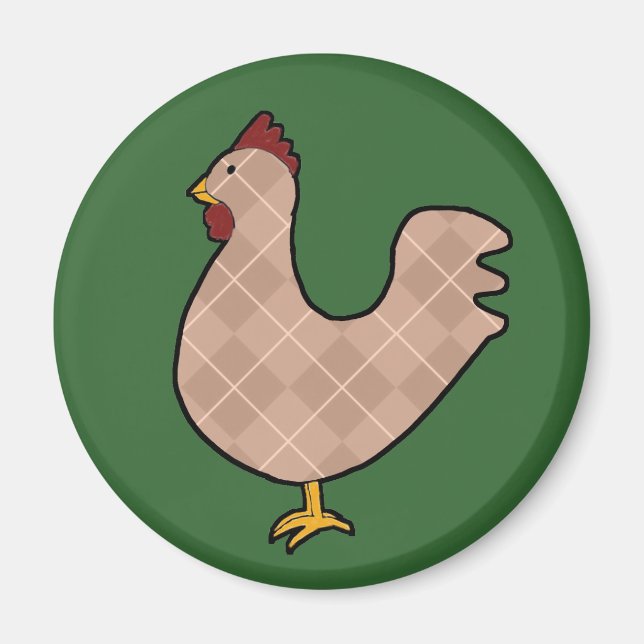 Rauten-Volkskunst-Hahn-Magnet Magnet (Vorne)