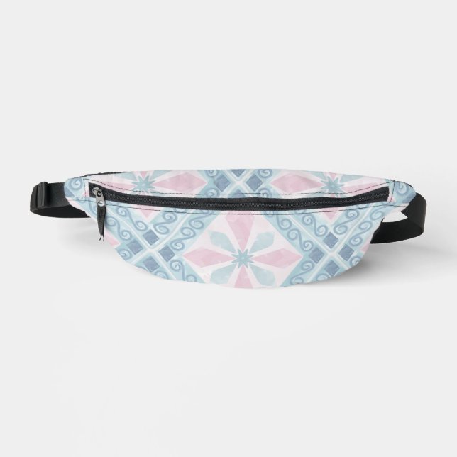 rautenförmiges blaues Muster Bauchtasche (Vorderseite)
