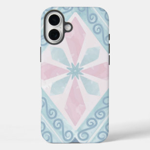 rautenförmiges blaues Muster iPhone 16 Plus Hülle
