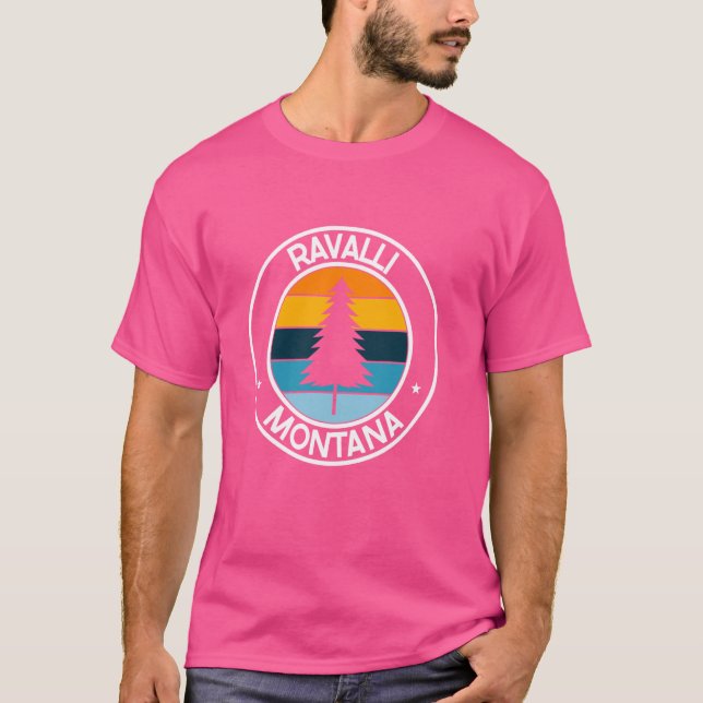 Ravalli Montana MT USA City Pride Retro Sunset T-Shirt (Vorderseite)