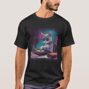 Rave Cat EDM Kitten DJ Cat Tech House Music Headse T-Shirt