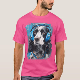 Rave Edm English Springer Spaniel Hund Kopfhörer T-Shirt