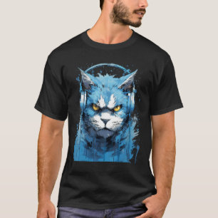 Rave-EDM-wütender-Katzen-Kopfhörer T-Shirt