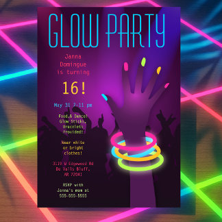 Rave glüht in dunklen Party Einladungen