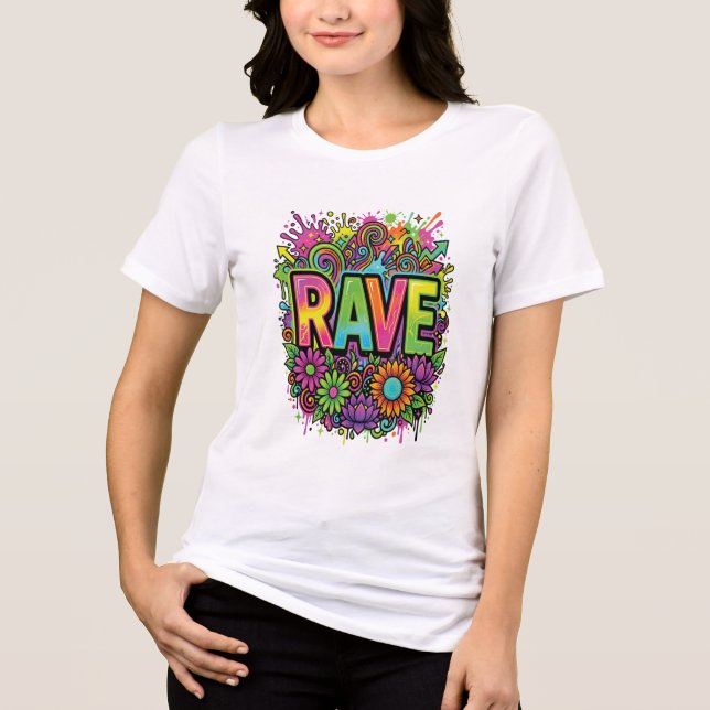 RAVE Neonblumen Tri-Blend Shirt (Vorderseite)