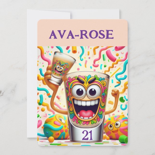 Rave Party Shotglas – lebendiger Spaß Einladung (Vorderseite)
