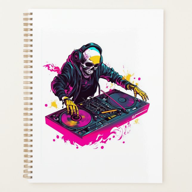 Rave-Schädel � EDM-Party-Skelett-DJ Planer (Vorderseite)
