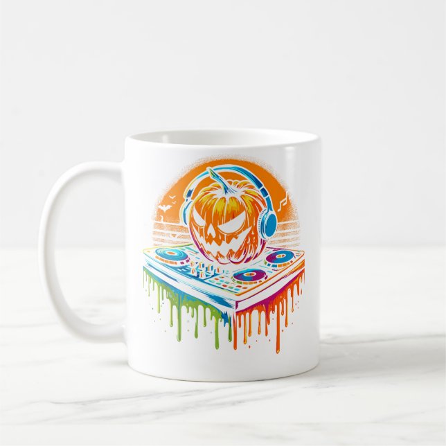 Rave Techno Halloween Pumpkin Edm Festival Funny Kaffeetasse (Links)