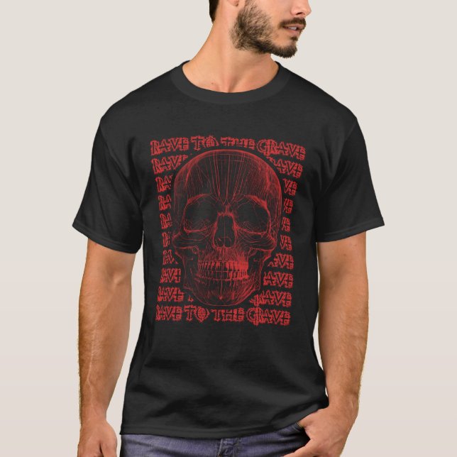 Rave zum Techno Music Back Print T-Shirt (Vorderseite)