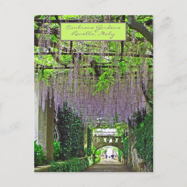 RAVELLO, ITALIEN/CIMBRONE GARTEN/CASCACADE WISTERI POSTKARTE (Vorderseite)