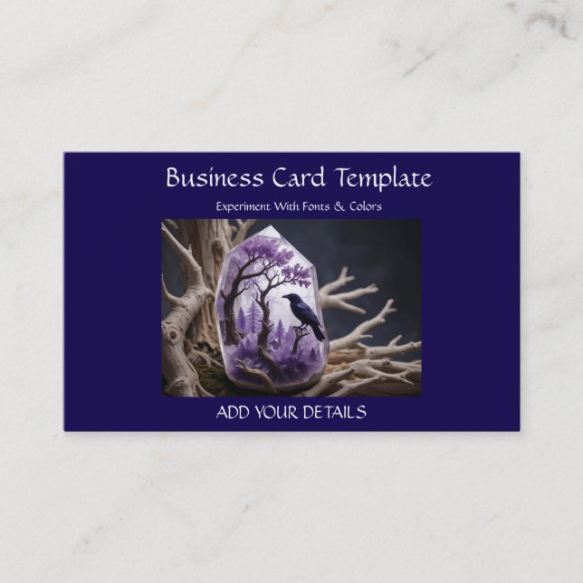 Raven Amethyst Healing Crystal Business Card Visitenkarte (Vorderseite)
