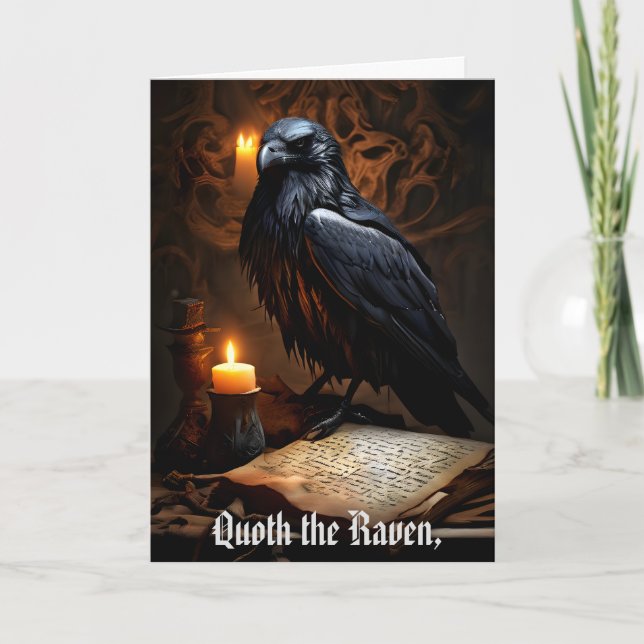 Raven & Ancient Parchment Gothic Humoric Geburtsta Karte (Vorderseite)