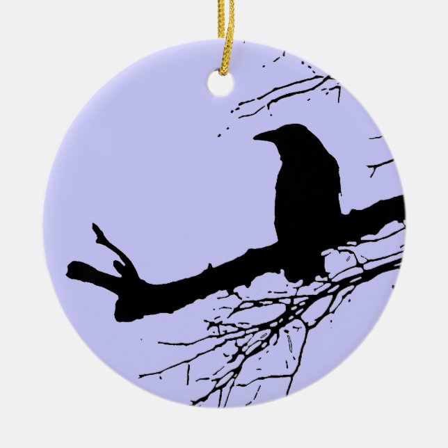 Raven and Dead Tree Keramik Ornament (Vorne)