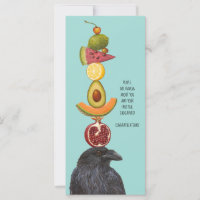 Raven and fruit gratulation flachcard