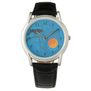Raven and Full Moon Armbanduhr